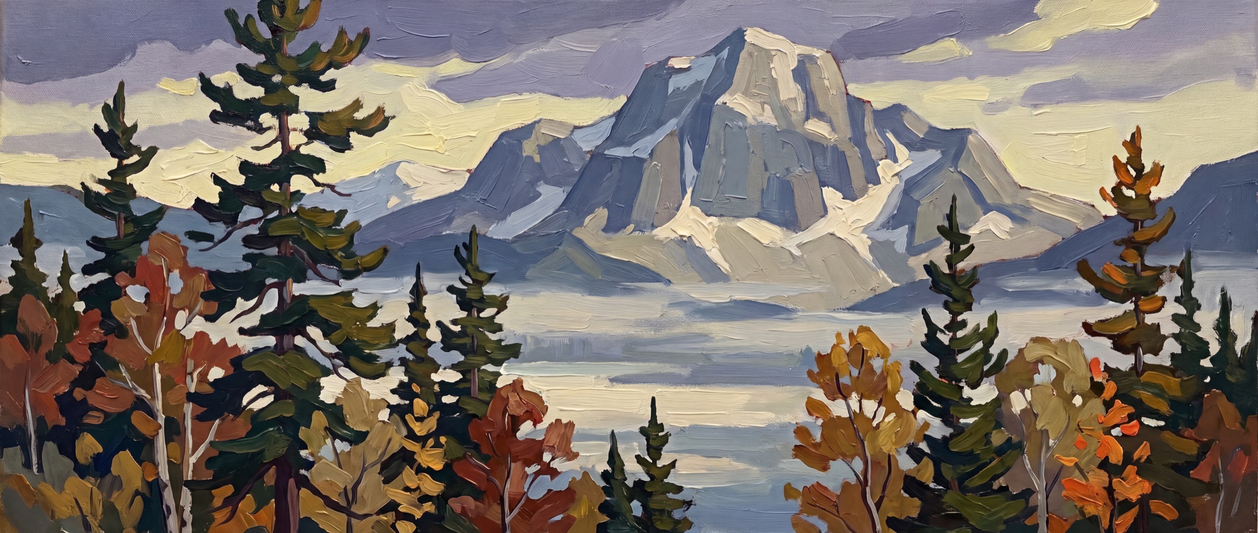 Wide painted ridge, pines and maples below the peak